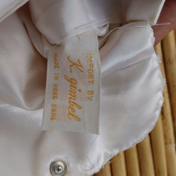 EUC VINTAGE K. GIMBAL White Beaded & Sequin Clutch Made in Hong Kong - Picture 2 of 9